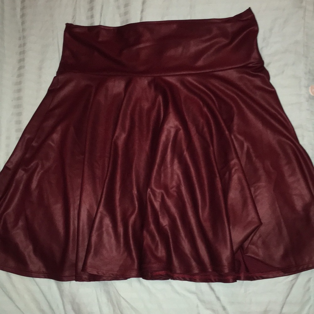 Maroon pleather skirt
